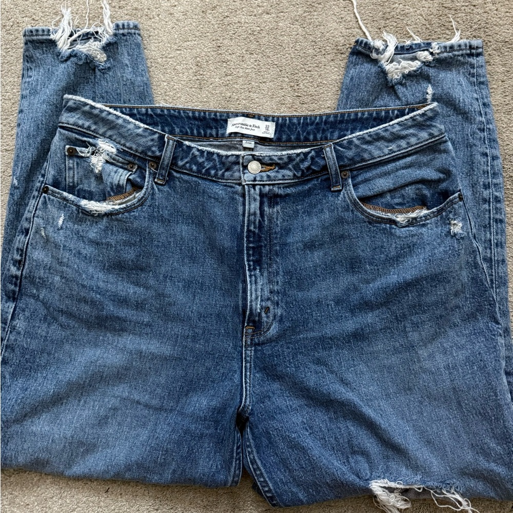 Abercrombie & Fitch High-Rise Distressed Blue Jeans